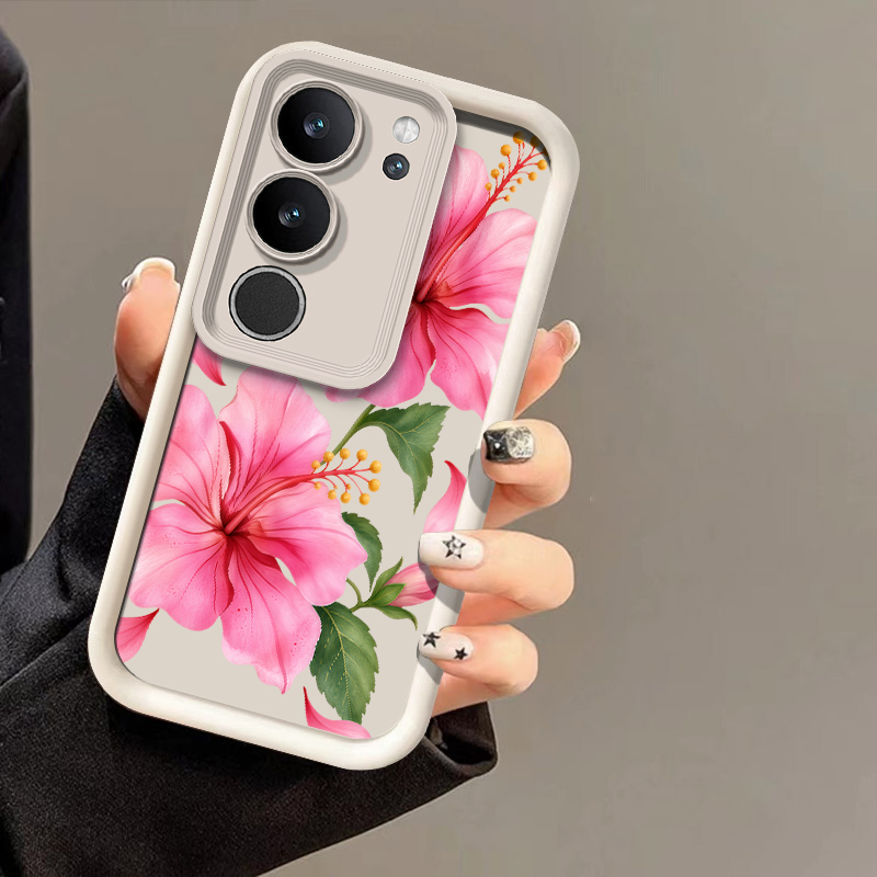 Vivo X200 - Vivo X200 FE、X100S、X90、X80、X70 Pro、X60、X23対応、花柄のスマートフォンケース。柔らかいシリコン素材でレンズを保護し、衝撃から守るカバー。