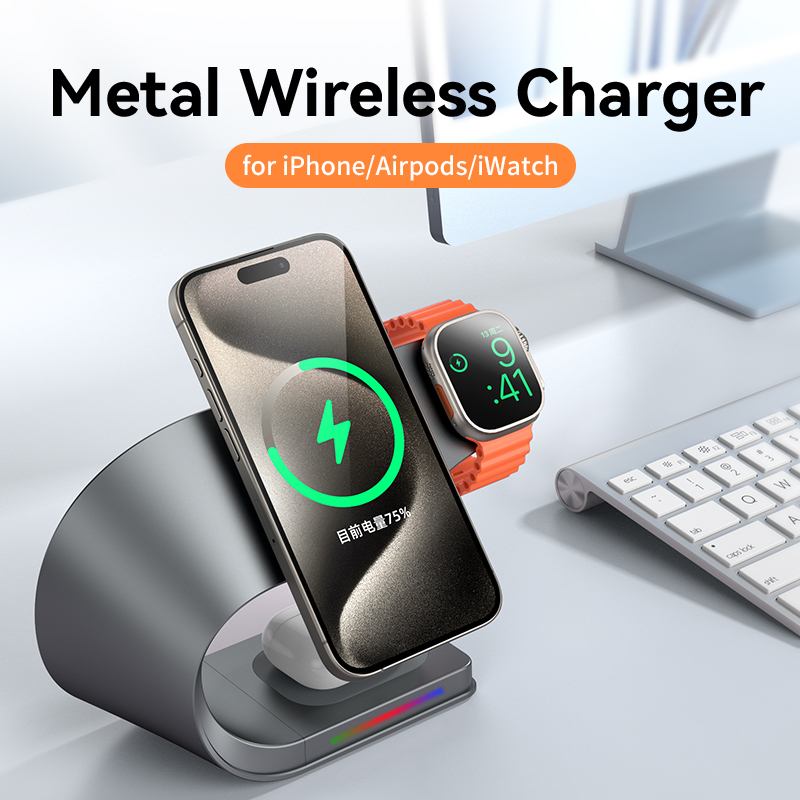 メタルシェル4in1ワイヤレス充電器 iPhone 16/1 - Wireless Charger Watch のレビューと価格