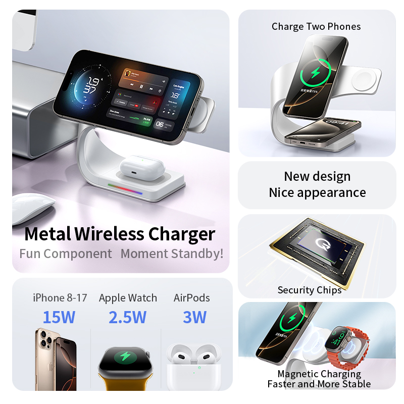 メタルシェル4in1ワイヤレス充電器 iPhone 16/1 - Wireless Charger Watch のレビューと価格