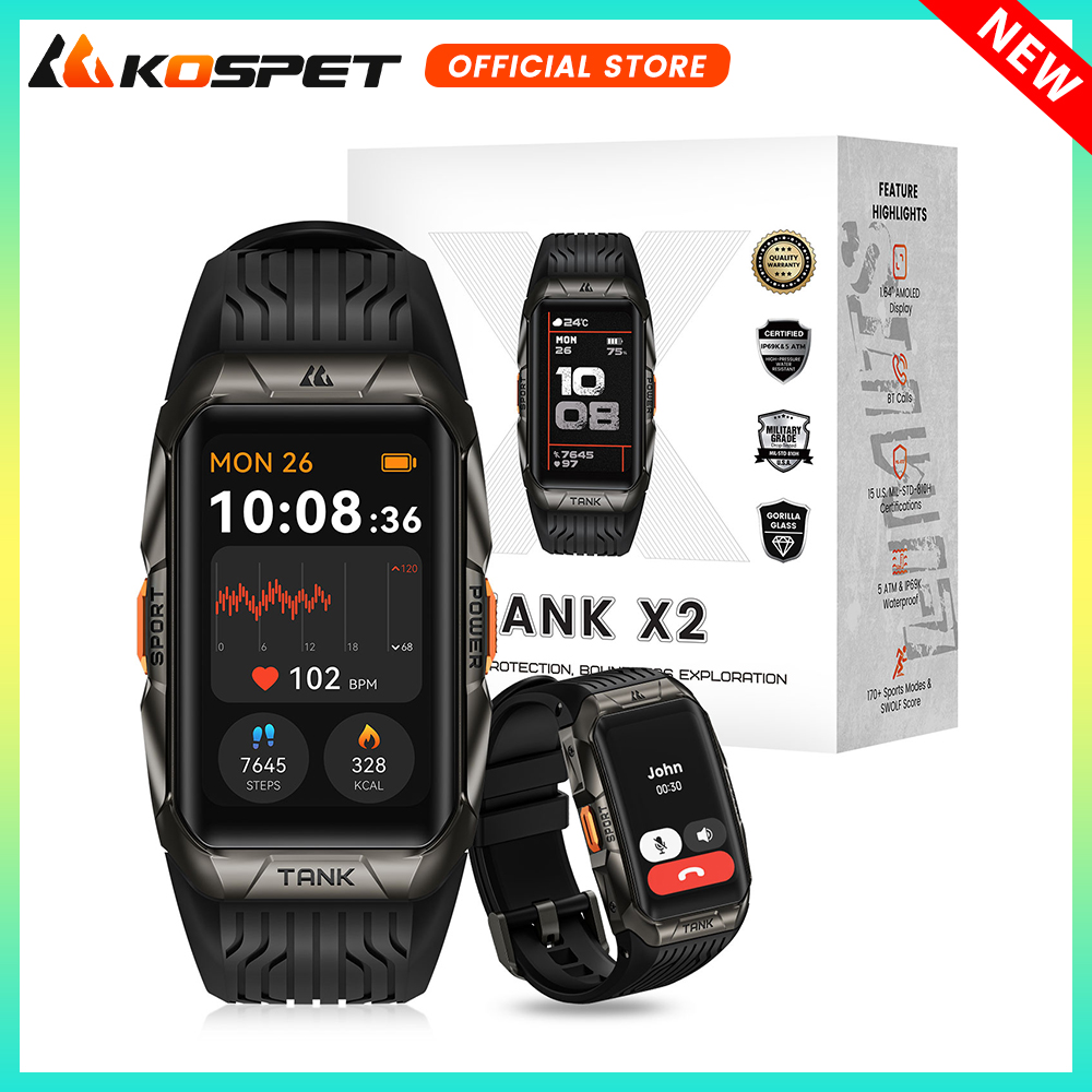 KOSPET TANK X2 スマートウォッチ男性用 IP6 - Smartwatch X2 のレビューと価格