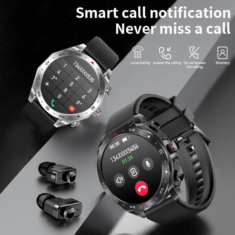 Lige-男性と女性のためのイヤフォン付き防水スマートウォッ - Smartwatch Headset のレビューと価格