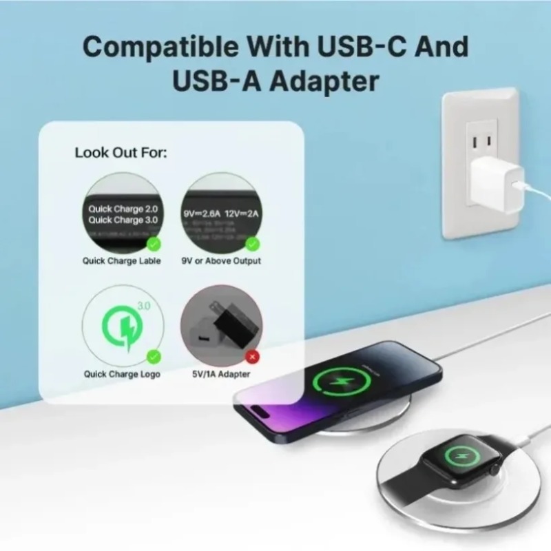 コンパクトな15W 3-in-1ワイヤレス充電パッド、急速充 - Wireless Charger Watch のレビューと価格